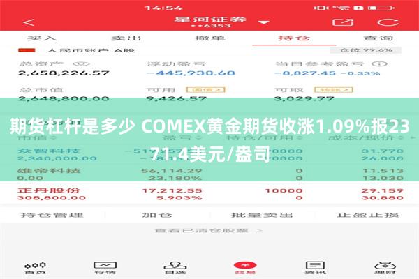 期货杠杆是多少 COMEX黄金期货收涨1.09%报2371.4美元/盎司