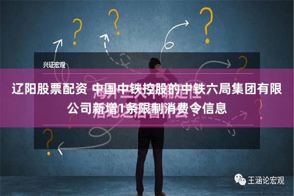 辽阳股票配资 中国中铁控股的中铁六局集团有限公司新增1条限制消费令信息