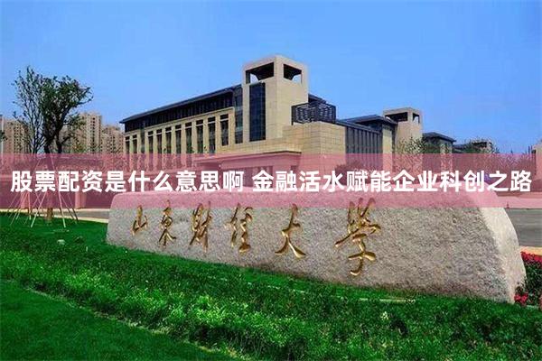 股票配资是什么意思啊 金融活水赋能企业科创之路