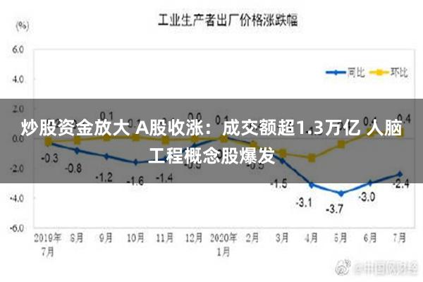 炒股资金放大 A股收涨：成交额超1.3万亿 人脑工程概念股爆发